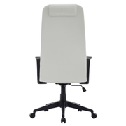 Nexa High-Back Conference Office Chair in Leather/Polyester Adjustable Height Swivel and Tilt White Leather Office Chair Leisuremod