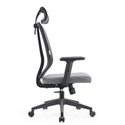 Nift Adjustable Upholstered Office Chair with Foam Filled Seat and Mesh Back and Headrest Grey Office Chair Leisuremod
