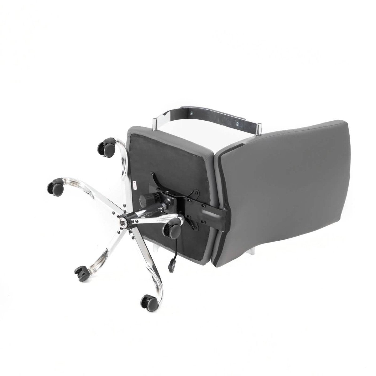 Sonora High-Back Leather Office Chair in Chrome Steel Base Grey Office Chair Leisuremod