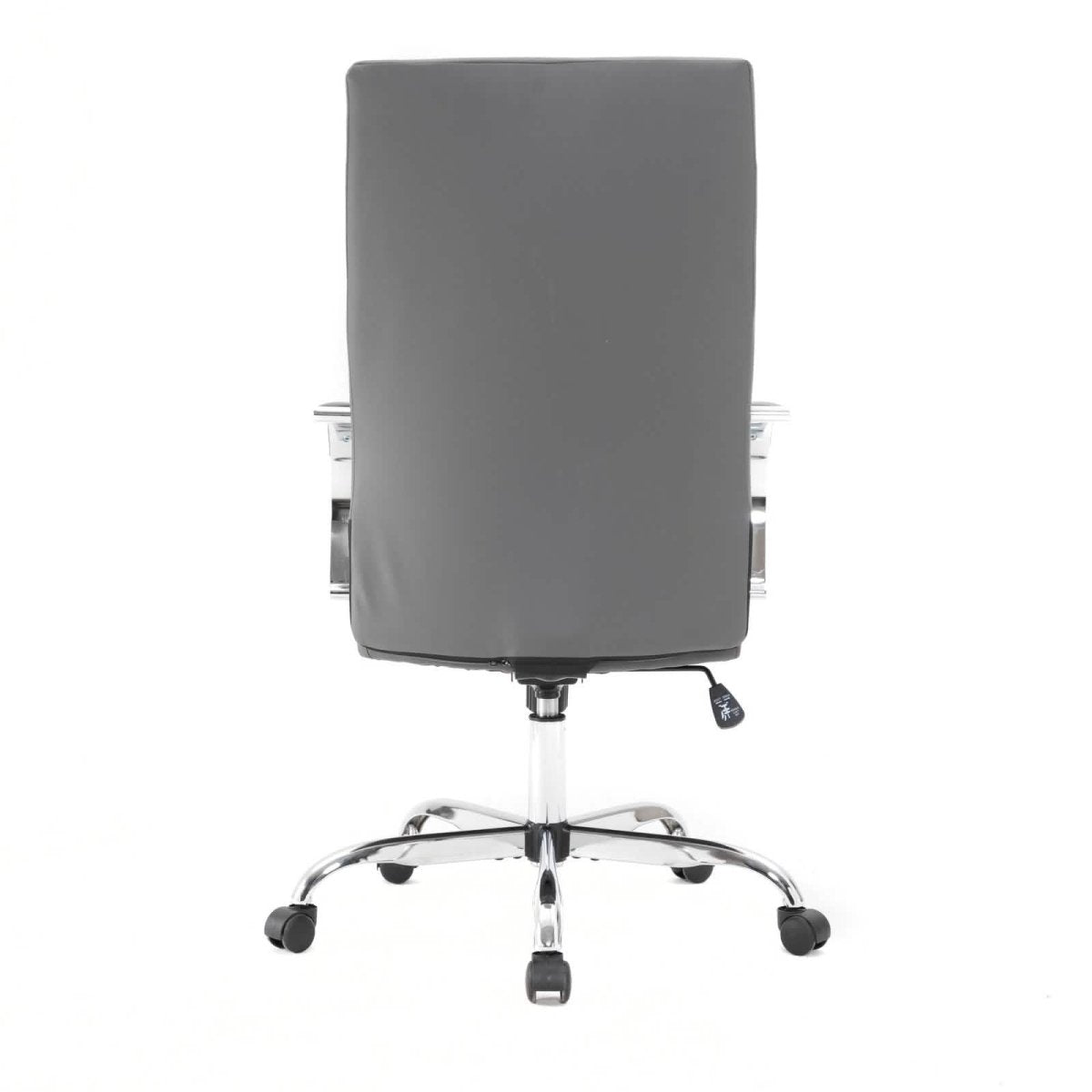Sonora High-Back Leather Office Chair in Chrome Steel Base Grey Office Chair Leisuremod