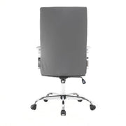 Sonora High-Back Leather Office Chair in Chrome Steel Base Grey Office Chair Leisuremod