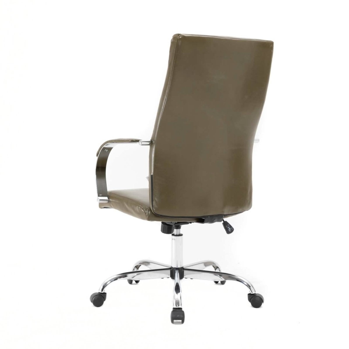 Sonora High-Back Leather Office Chair in Chrome Steel Base Olive Green Office Chair Leisuremod