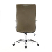 Sonora High-Back Leather Office Chair in Chrome Steel Base Olive Green Office Chair Leisuremod