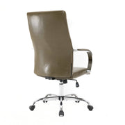 Sonora High-Back Leather Office Chair in Chrome Steel Base Olive Green Office Chair Leisuremod