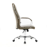 Sonora High-Back Leather Office Chair in Chrome Steel Base Olive Green Office Chair Leisuremod
