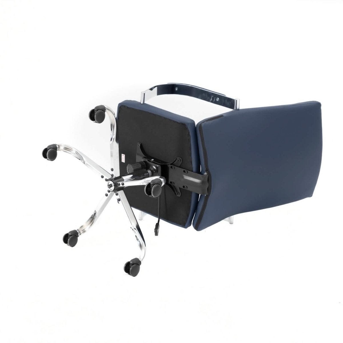 Sonora High-Back Leather Office Chair in Chrome Steel Base Navy Blue Office Chair Leisuremod