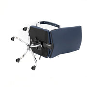 Sonora High-Back Leather Office Chair in Chrome Steel Base Navy Blue Office Chair Leisuremod