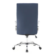 Sonora High-Back Leather Office Chair in Chrome Steel Base Navy Blue Office Chair Leisuremod