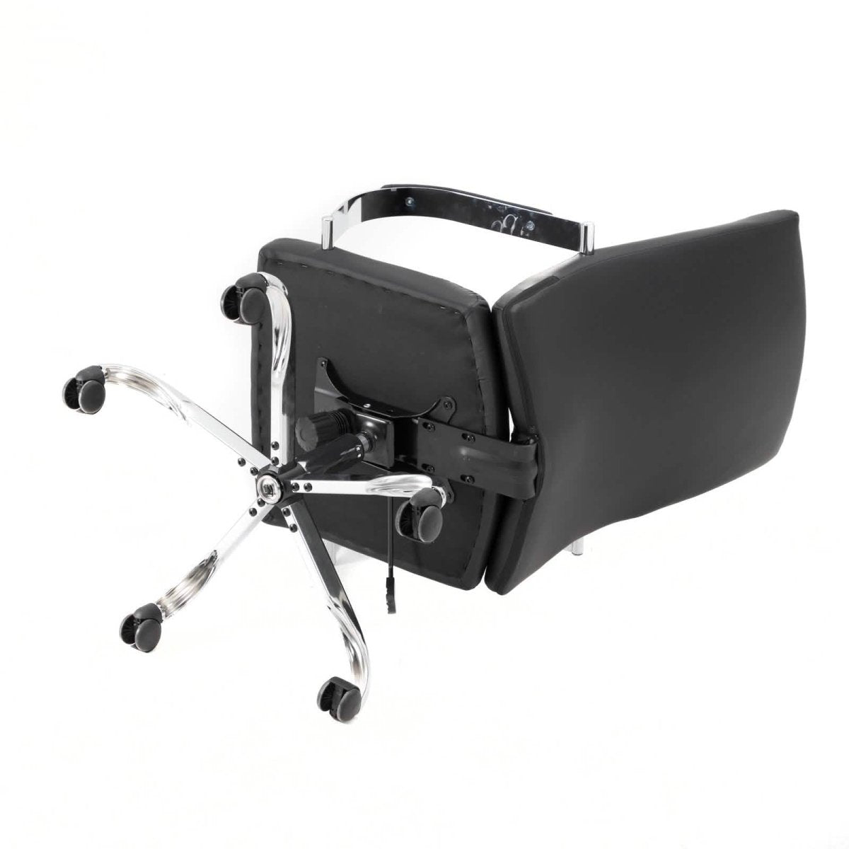 Sonora High-Back Leather Office Chair in Chrome Steel Base Black Office Chair Leisuremod