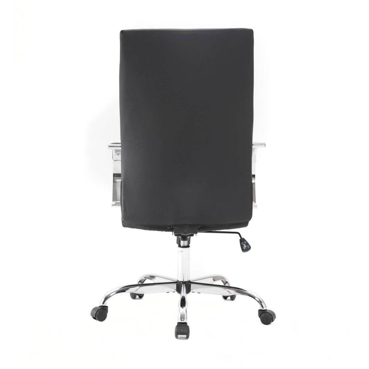Sonora High-Back Leather Office Chair in Chrome Steel Base Black Office Chair Leisuremod