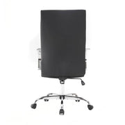Sonora High-Back Leather Office Chair in Chrome Steel Base Black Office Chair Leisuremod