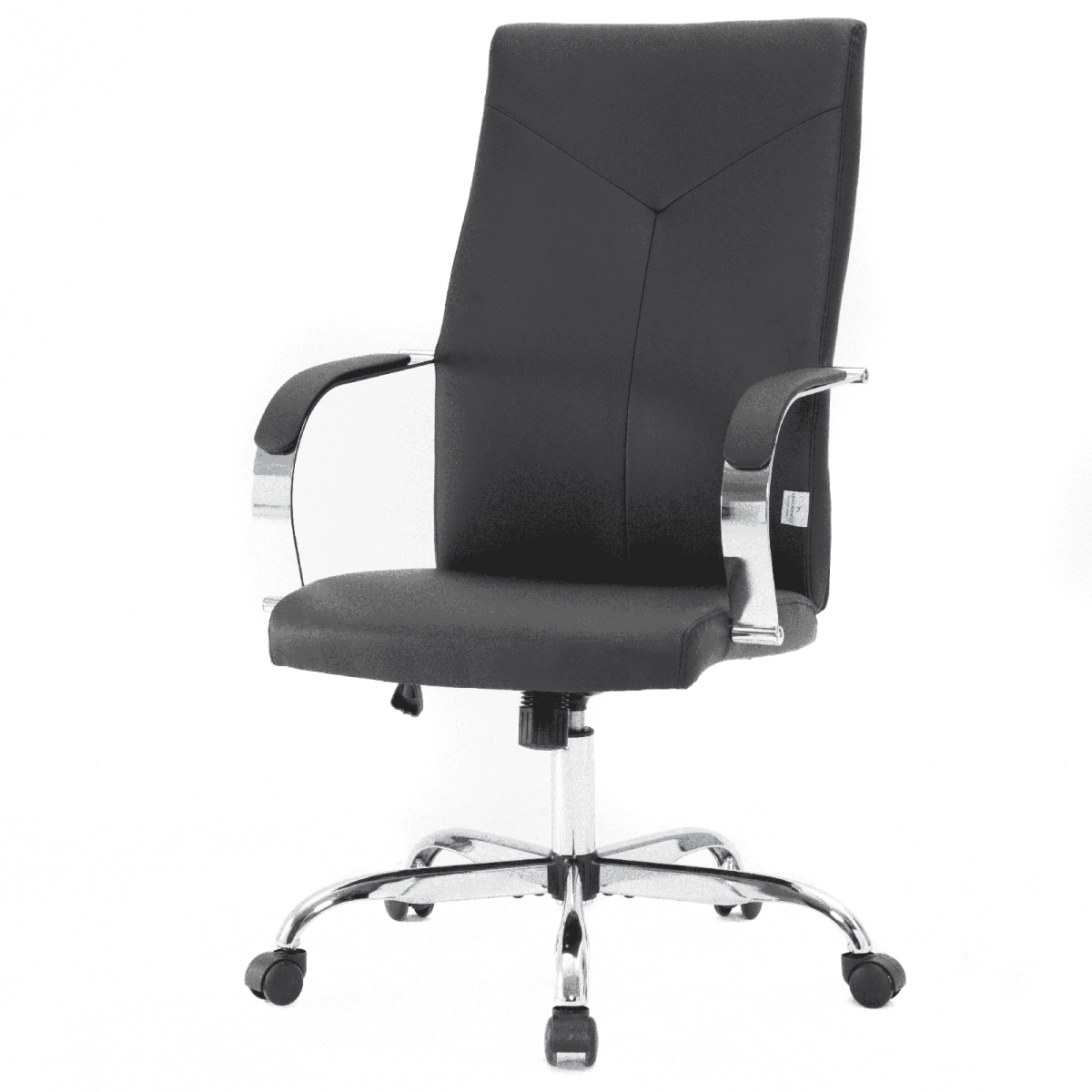 Sonora High-Back Leather Office Chair in Chrome Steel Base Black Office Chair Leisuremod