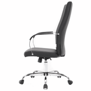 Sonora High-Back Leather Office Chair in Chrome Steel Base Black Office Chair Leisuremod