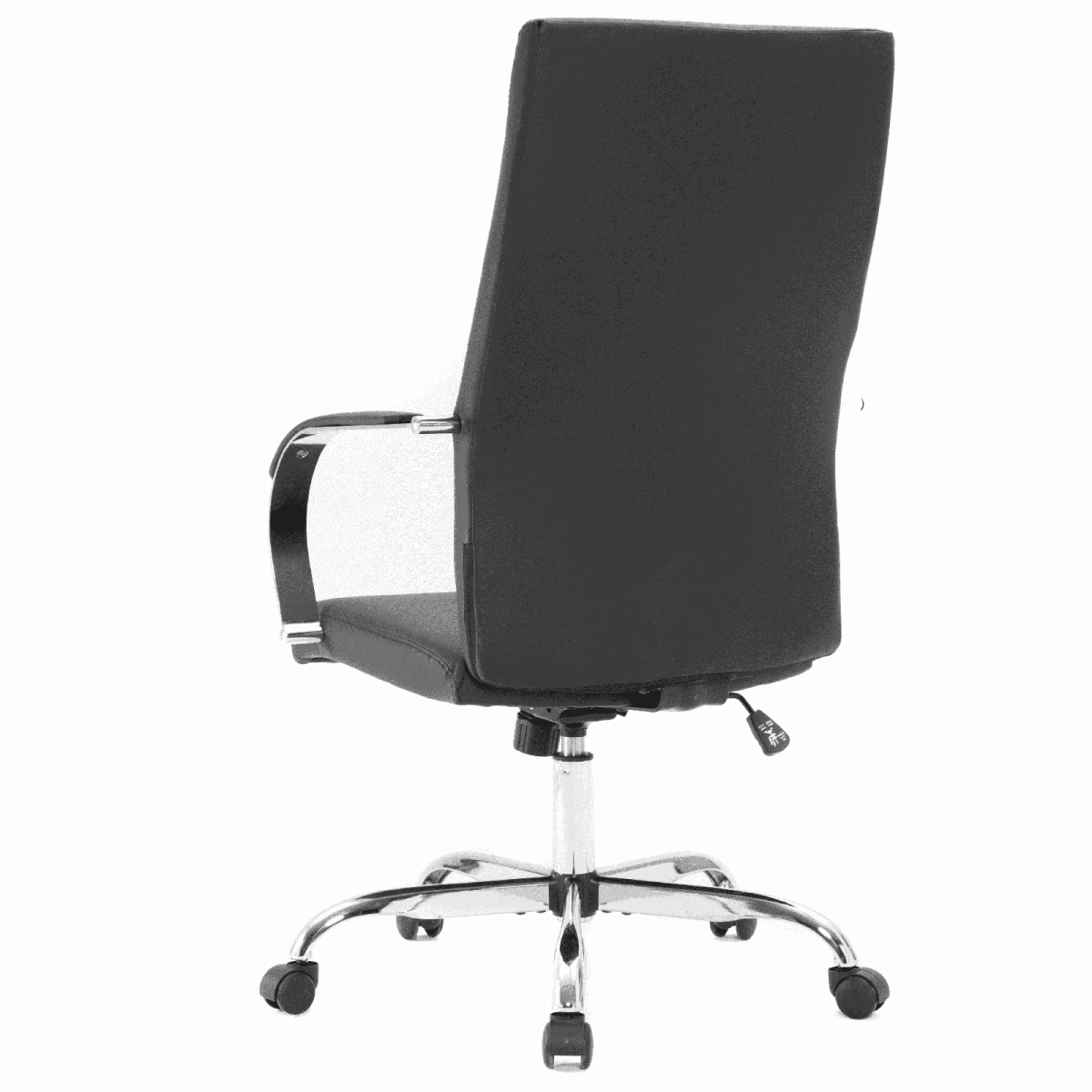 Sonora High-Back Leather Office Chair in Chrome Steel Base Black Office Chair Leisuremod