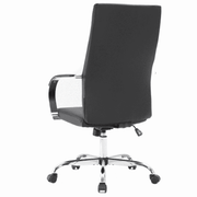 Sonora High-Back Leather Office Chair in Chrome Steel Base Black Office Chair Leisuremod