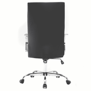 Sonora High-Back Leather Office Chair in Chrome Steel Base Black Office Chair Leisuremod