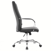 Sonora High-Back Leather Office Chair in Chrome Steel Base Black Office Chair Leisuremod
