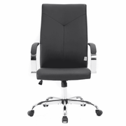 Sonora High-Back Leather Office Chair in Chrome Steel Base Black Office Chair Leisuremod