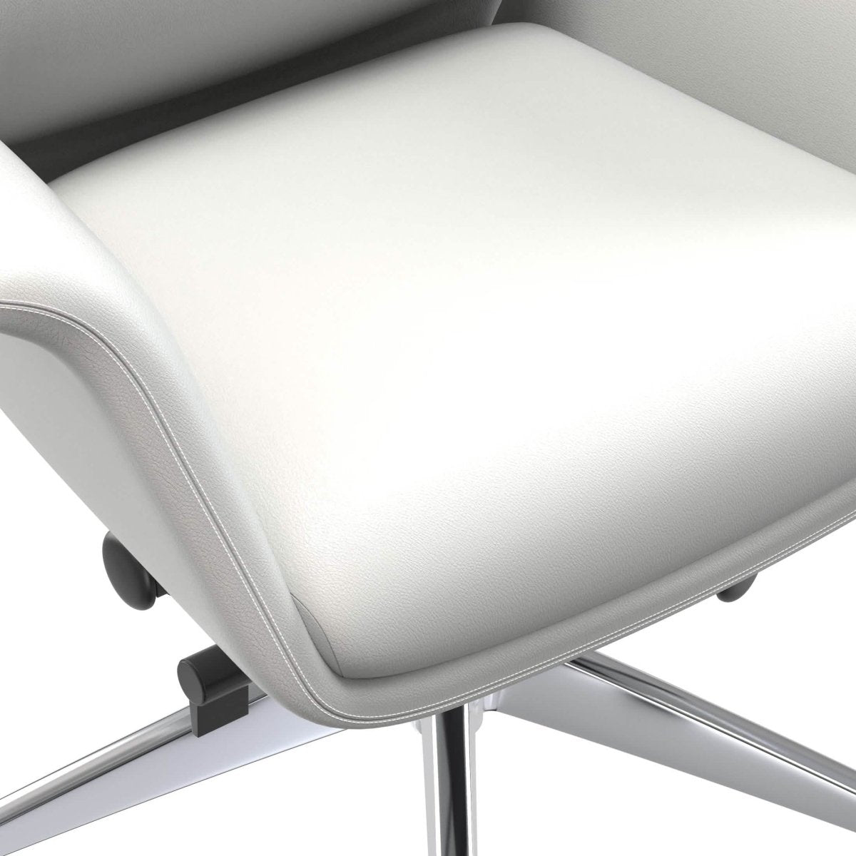 Summit Adjustable Height Leather Conference Office Chair with Swivel and Tilt White Office Chair Leisuremod