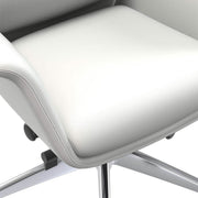 Summit Adjustable Height Leather Conference Office Chair with Swivel and Tilt White Office Chair Leisuremod