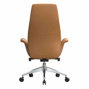Summit High-Back Conference Office Chair with Aluminum Frame Acorn Brown Office Chair Leisuremod