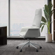 Summit High-Back Conference Office Chair with Aluminum Frame White Office Chair Leisuremod