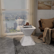Azure Side Table Round Fiberstone Accent Table Marble White Side Table LeisureMod