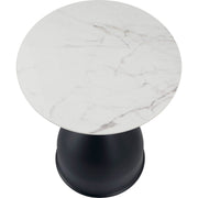 Bento Sintered Stone Top Side Table Round Accent Table Indoor Nightstand with Stainless Steel Black Side Table LeisureMod