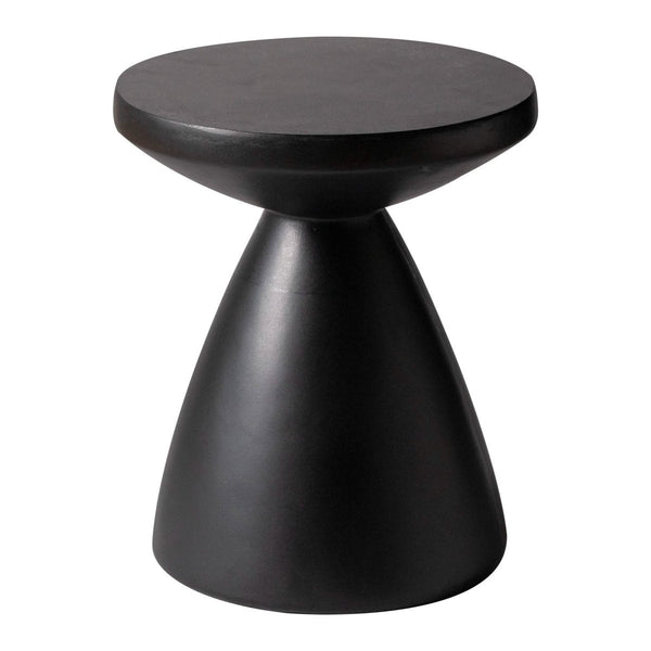 Dune Side Table Fiberstone Round Accent Table and Hourglass Pedestal Base Black Side Table LeisureMod