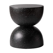 Sage Minimalist Side Table in Fiberstone Hourglass Design Accent Table Black Side Table LeisureMod