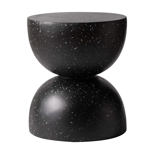 Sage Minimalist Side Table in Fiberstone Hourglass Design Accent Table Black Side Table LeisureMod