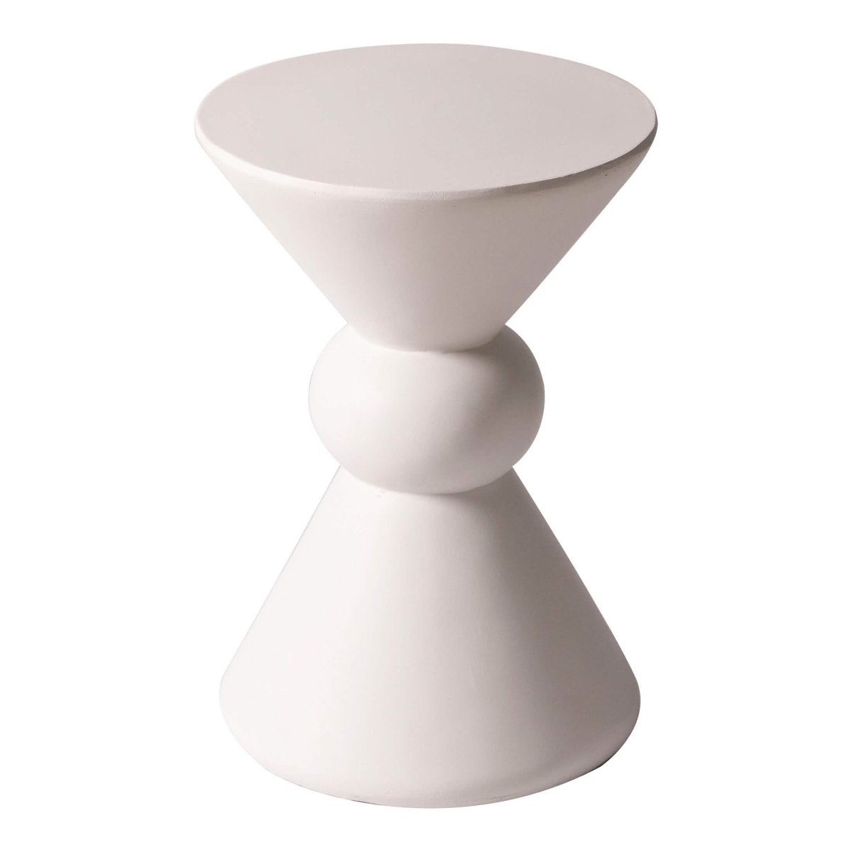 Echo Side Table with Weather-Resistant Fibersone Top Round Accent Table Cream Side Table LeisureMod