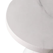 Dune Side Table Fiberstone Round Accent Table and Hourglass Pedestal Base Marble White Side Table LeisureMod