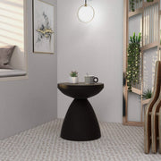 Dune Side Table Fiberstone Round Accent Table and Hourglass Pedestal Base Black Side Table LeisureMod