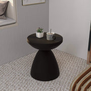 Dune Side Table Fiberstone Round Accent Table and Hourglass Pedestal Base Black Side Table LeisureMod
