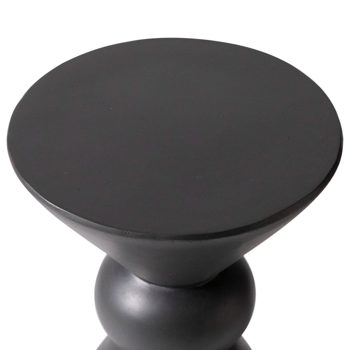 Echo Side Table with Weather-Resistant Fibersone Top Round Accent Table Dark Grey Side Table LeisureMod