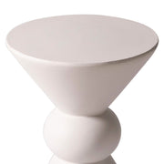 Echo Side Table with Weather-Resistant Fibersone Top Round Accent Table Cream Side Table LeisureMod