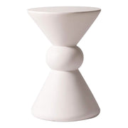 Echo Side Table with Weather-Resistant Fibersone Top Round Accent Table Cream Side Table LeisureMod