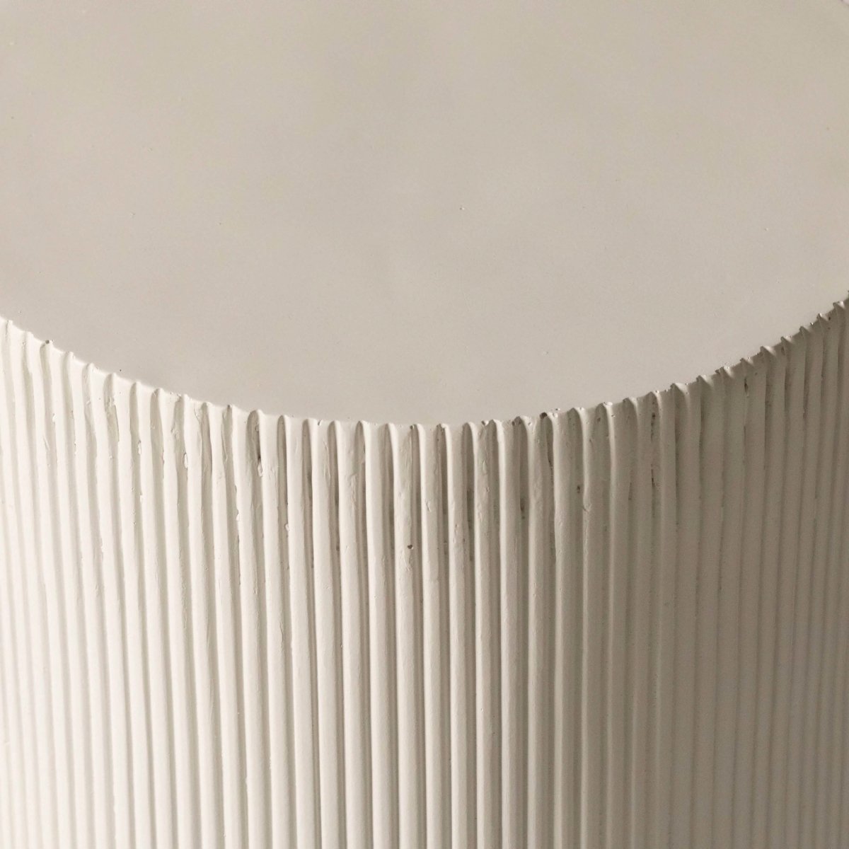 Eden Series Side Table in Fiberstone Round Accent Table for Home, Living Room, Indoor, and Outdoor Light Grey Side Table LeisureMod