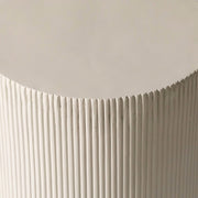 Eden Series Side Table in Fiberstone Round Accent Table for Home, Living Room, Indoor, and Outdoor Light Grey Side Table LeisureMod