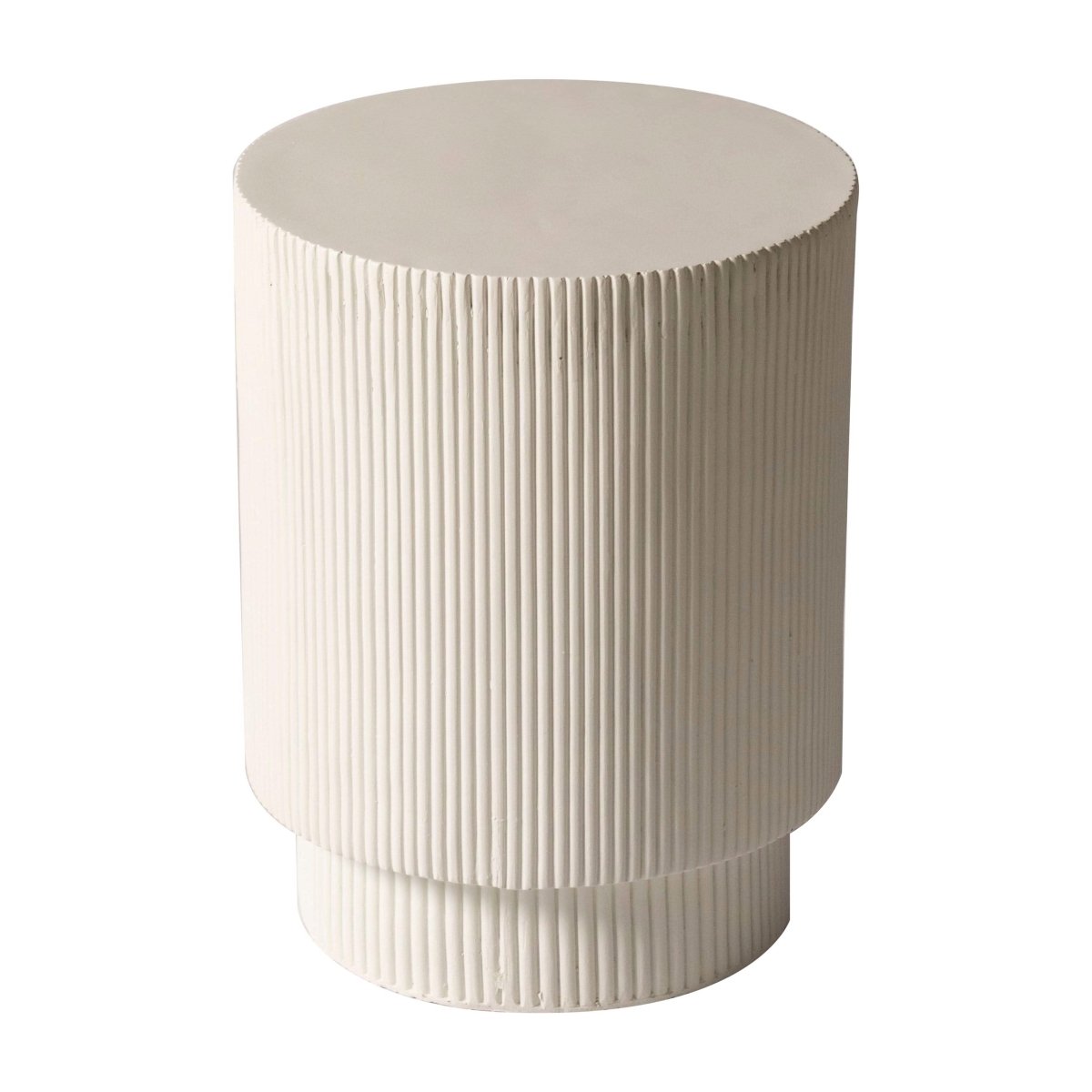 Eden Series Side Table in Fiberstone Round Accent Table for Home, Living Room, Indoor, and Outdoor Light Grey Side Table LeisureMod
