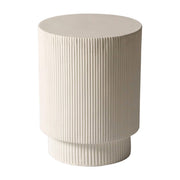 Eden Series Side Table in Fiberstone Round Accent Table for Home, Living Room, Indoor, and Outdoor Light Grey Side Table LeisureMod