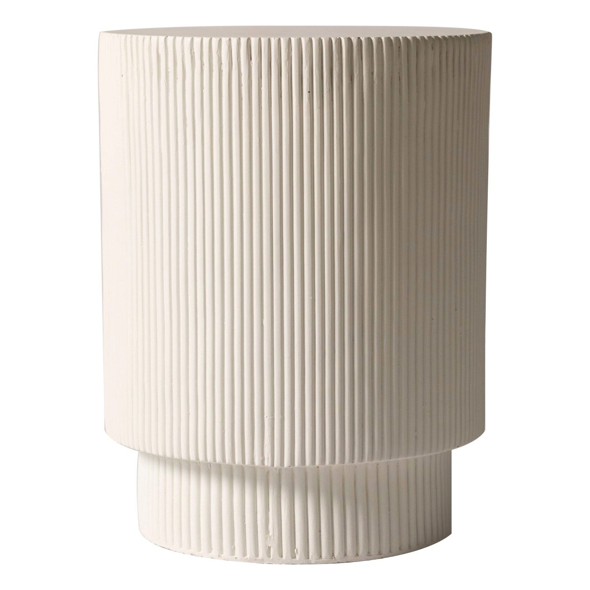 Eden Series Side Table in Fiberstone Round Accent Table for Home, Living Room, Indoor, and Outdoor Light Grey Side Table LeisureMod