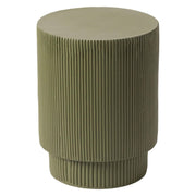 Eden Series Side Table in Fiberstone Round Accent Table for Home, Living Room, Indoor, and Outdoor Olive Green Side Table LeisureMod