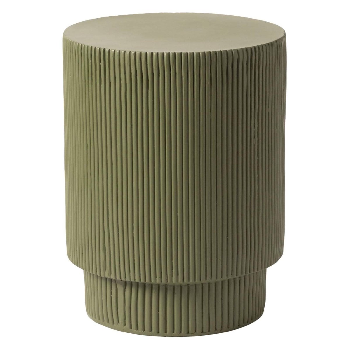 Eden Series Side Table in Fiberstone Round Accent Table for Home, Living Room, Indoor, and Outdoor Olive Green Side Table LeisureMod