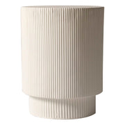 Eden Series Side Table in Fiberstone Round Accent Table for Home, Living Room, Indoor, and Outdoor White Side Table LeisureMod