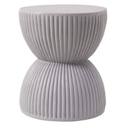 Spire 15" Wide Round Side Fiberstone Table With Hourglass Design Grey Side Table Leisuremod