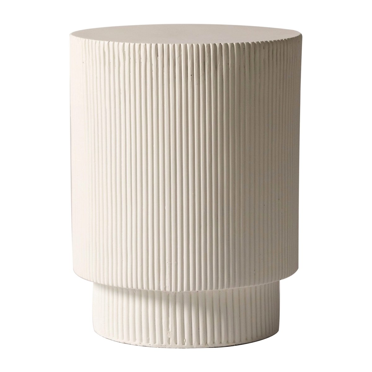 Eden Series Side Table in Fiberstone Round Accent Table for Home, Living Room, Indoor, and Outdoor Light Grey Side Table LeisureMod
