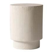 Eden Series Side Table in Fiberstone Round Accent Table for Home, Living Room, Indoor, and Outdoor Light Grey Side Table LeisureMod