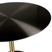 Malta Round Side Table Modern Accent End Table with Stainless Steel Pedestal Base Brown Side Table LeisureMod